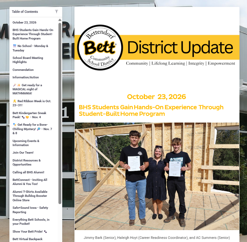 Image of the top of the newsletter