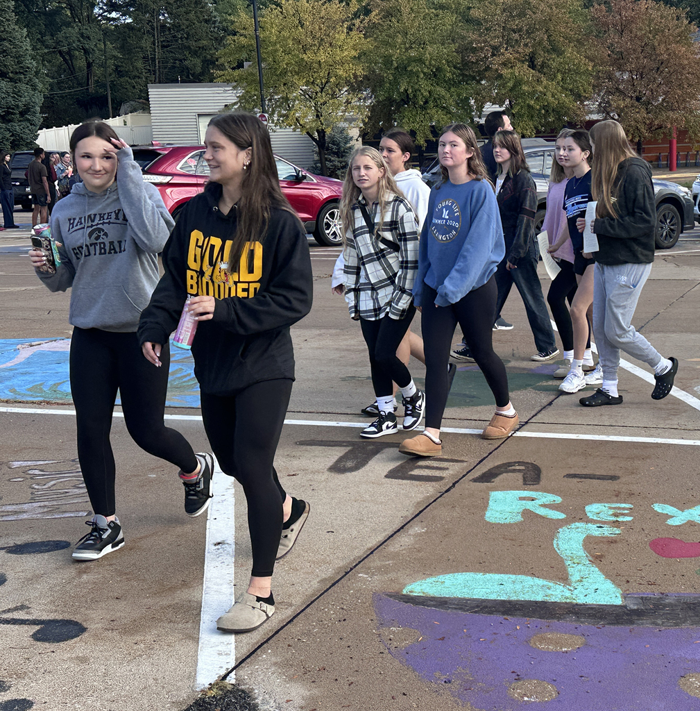 Students walking to staging area