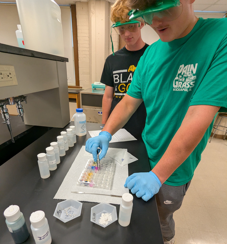 Students exploring acids and bases in the St. Ambrose chemistry lab