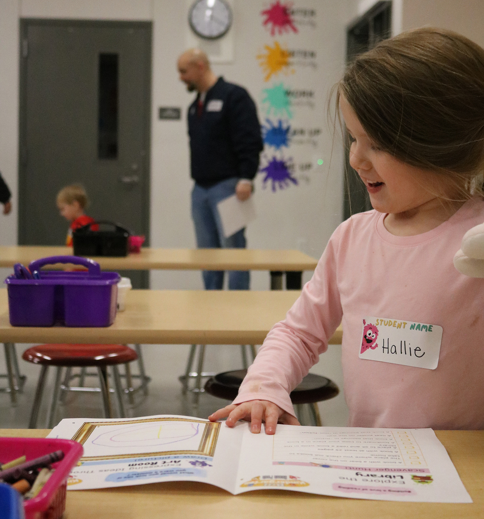 Student exciting with drawing a picture