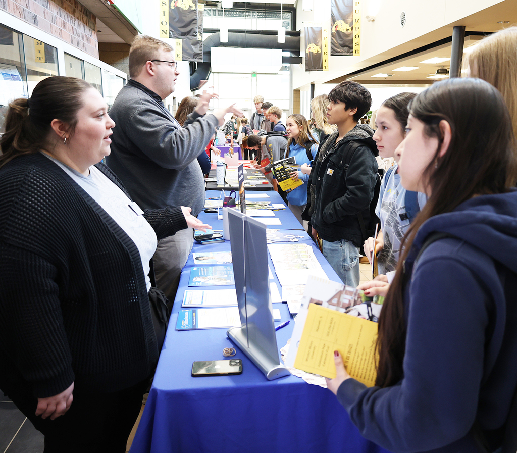 BHS college/university reps vsit with BHS seniors.
