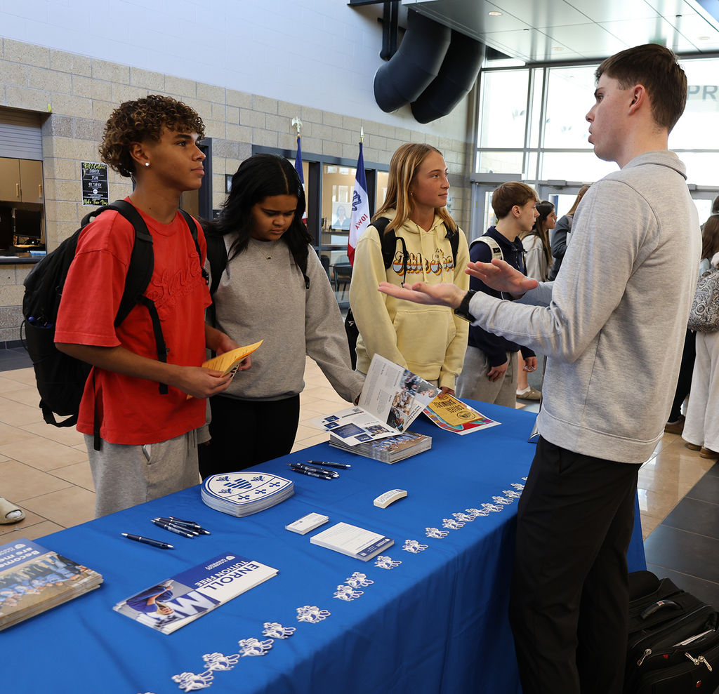 BHS college/university reps vsit with BHS seniors.