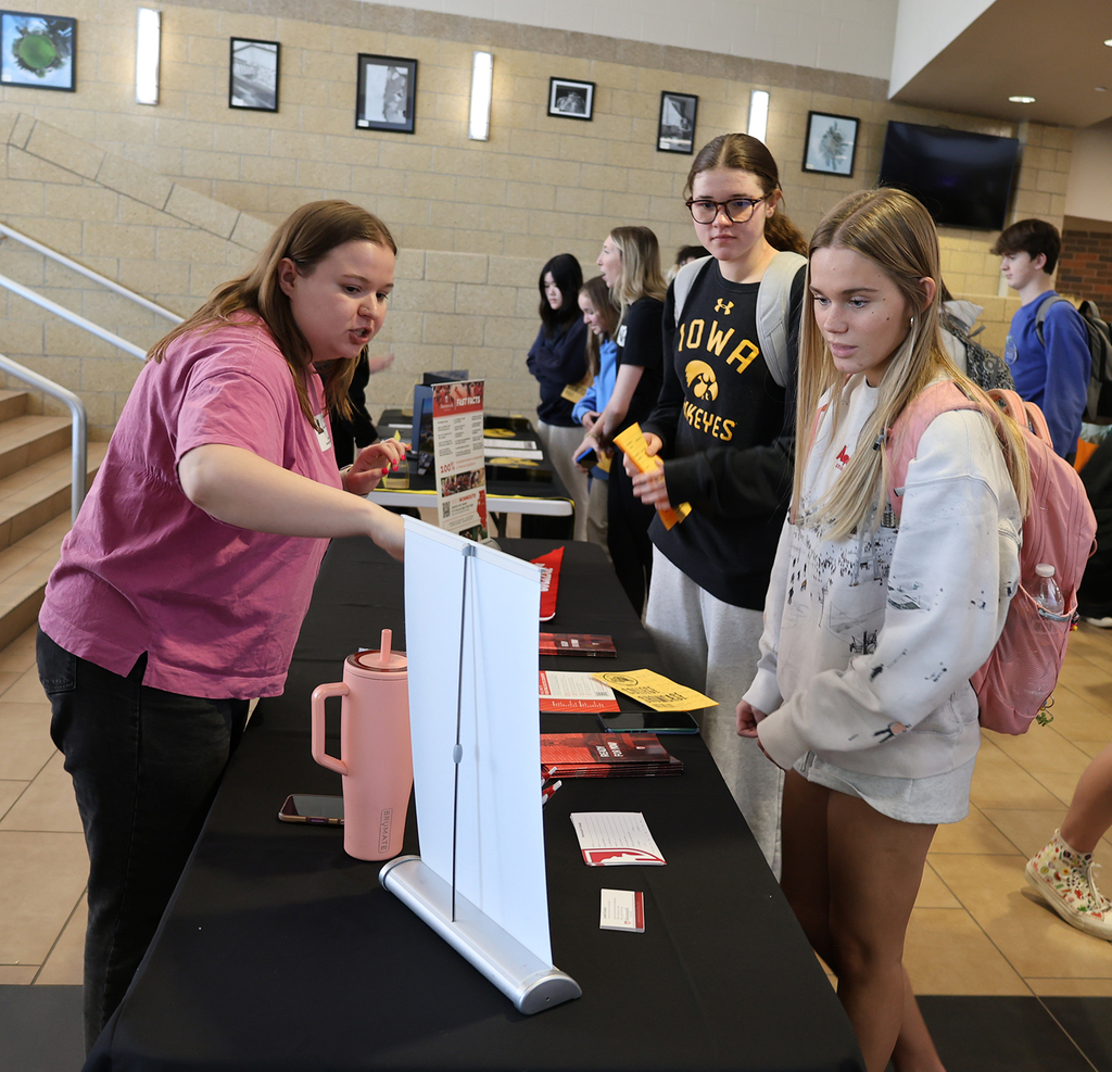 BHS college/university reps vsit with BHS seniors.