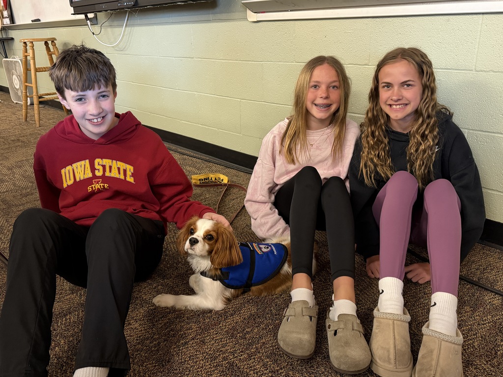 Ernie hanging out with MS students