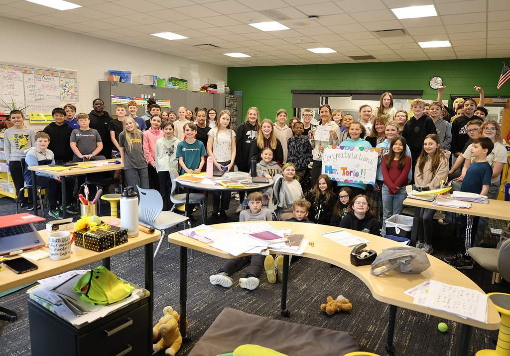 Courtney Torie and Dr. Morse with the Herbert Hoover 5th grade team