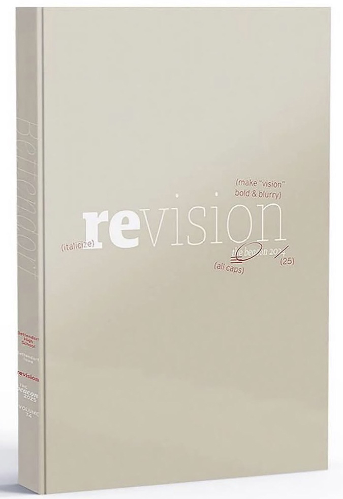 A picture of the Revisions yearbook cover with edit marks