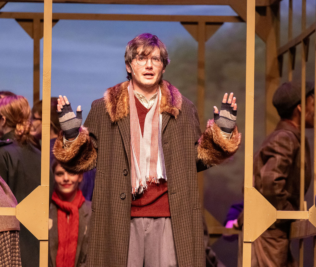 Colin Brown on a stage set train with others