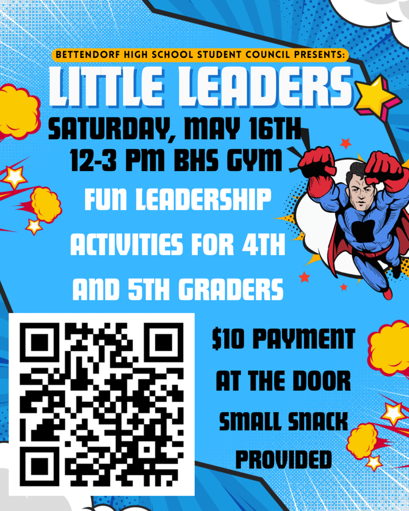 BHS StuCo Presents Little Leaders! Saturday, May 16 | 12–3 pm  4th and 5th graders are invited to join BHS Student Council for fun leadership activities, a small snack, and an afternoon of learning and connection.  Cost is $10 at the door. Register here: https://bit.ly/4ubYfkK