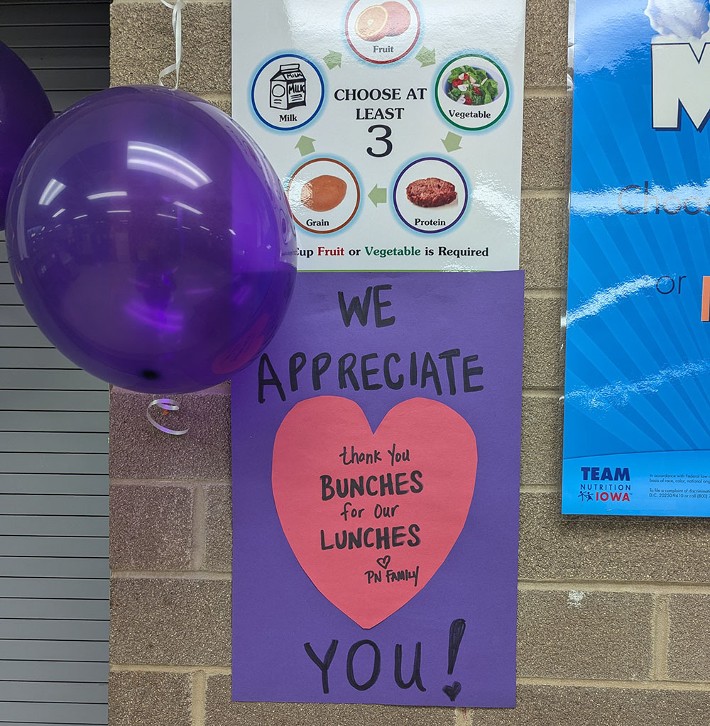 Poster - We appreciate you! Thank you bunches for our lunches. PN Family