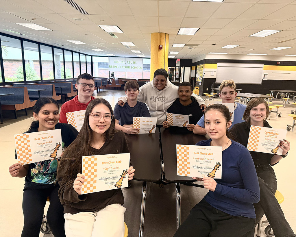 The Chess Club poses with their 2025–2026 certificates.