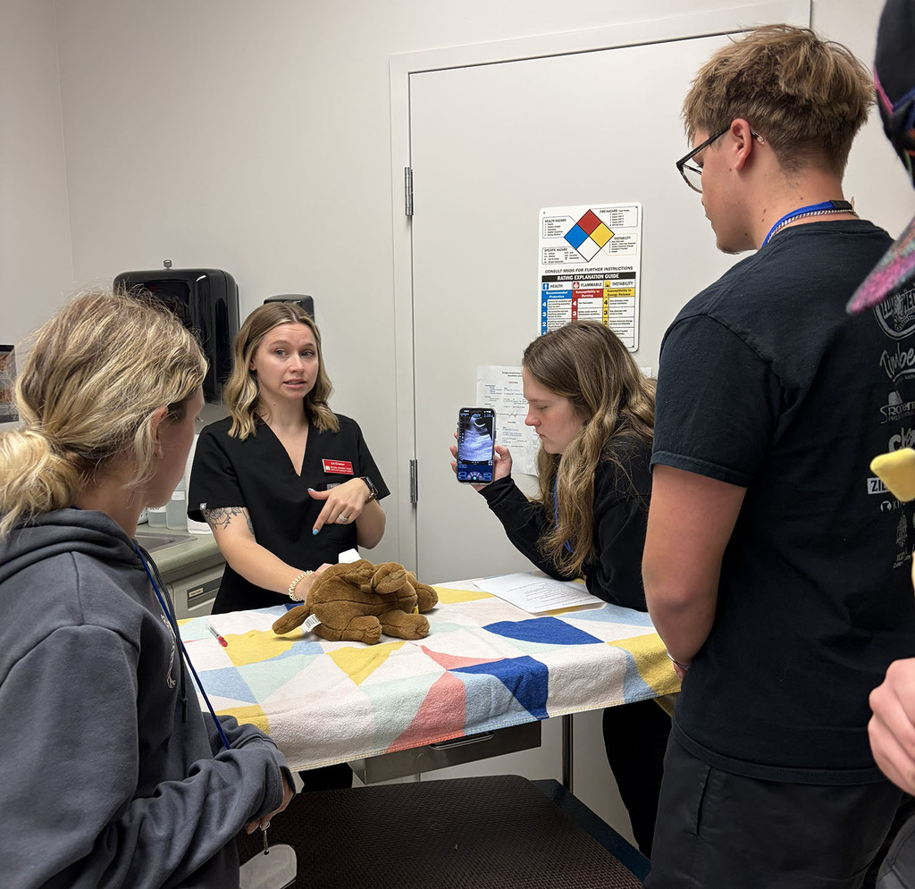 Students observing an dog exam
