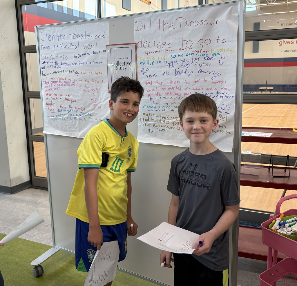 Two boys working on prompts - Glen the Toaster and Dill the Dionosaur