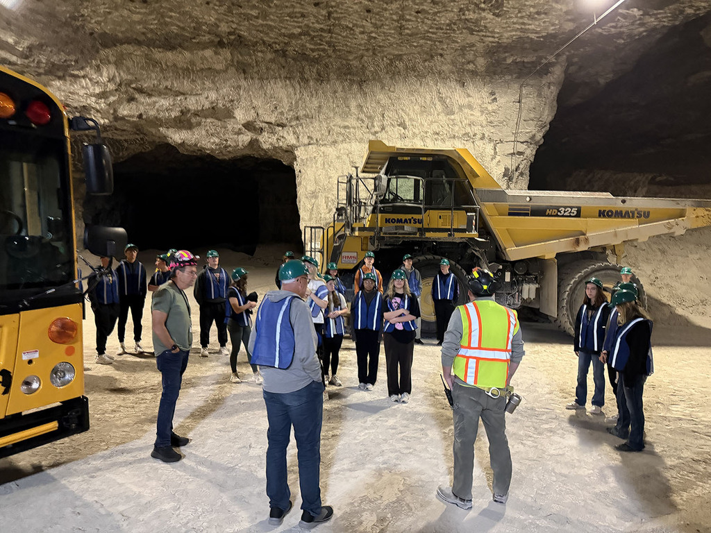 Students learning from the Linwood Mine staff in the underground mines