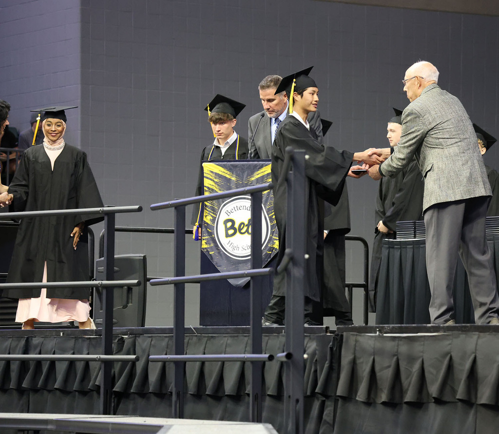 Students receiving their diploma