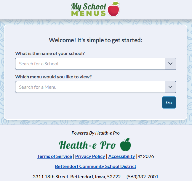 My School Menus screen shot