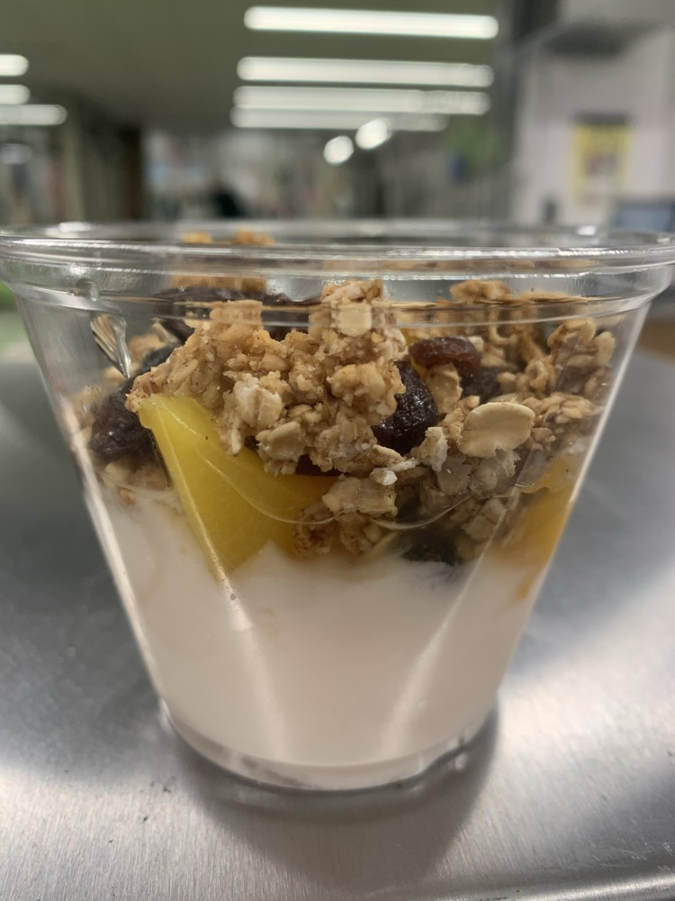 peach yogurt parfait with homemade granola