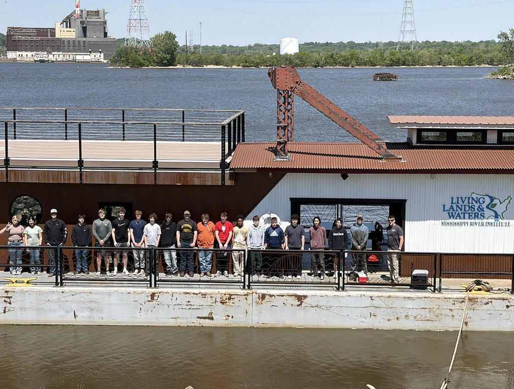 Students on the Mississippi River Institute Floating Classroom barge.