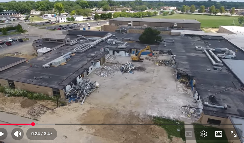 Clip from Chris Saito's July 16 video of the demolition at Bettendorf Middle School.