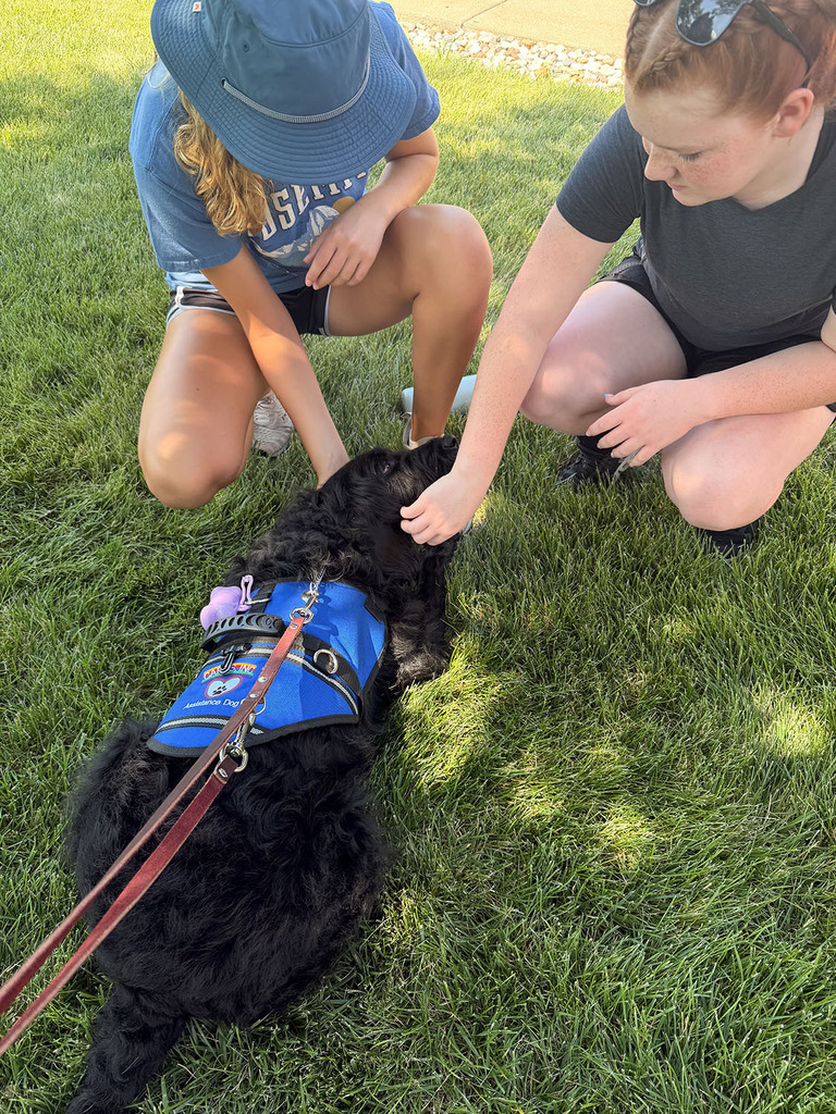 Daphne visiting with some students