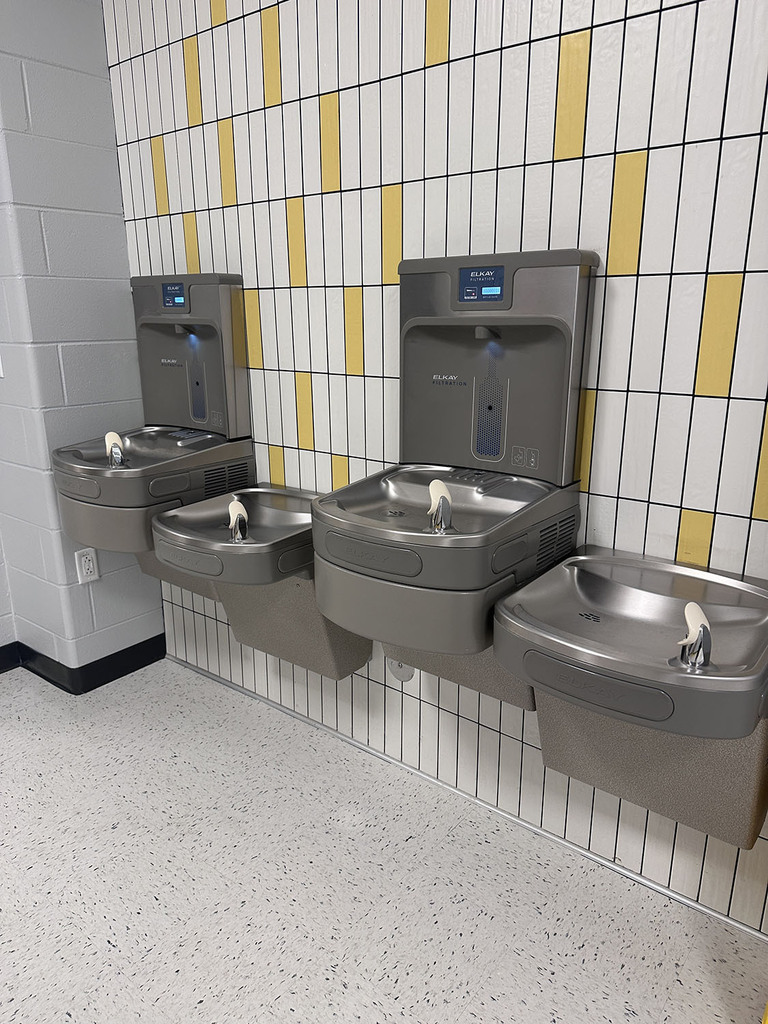 A bank of drinking fountains