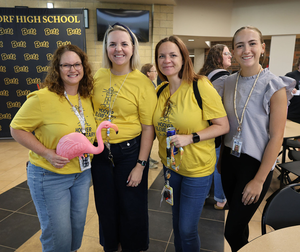 Herbert Hoover staff with their school shirt with a lighthouse