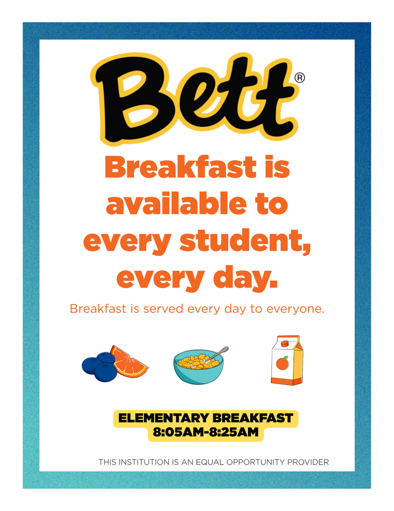 Elementary Breakfast Daily 8:05am-8:25am