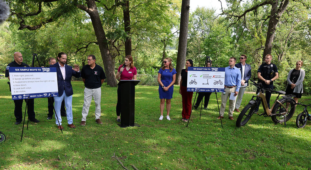 The Ride Smart N' Safe press conference with reprecentative from the cities and school districts of  Bettendorf,  Davenport, eldridge, and LeClaire, and Unity Point Trinity