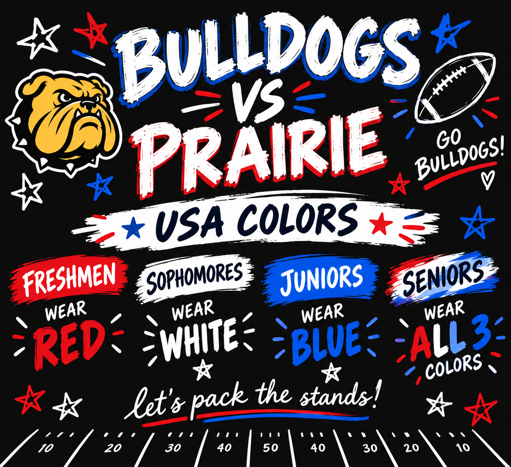 Theme night for football game.  9th grade red, 10th grade white, juniors blue and seniors all 3