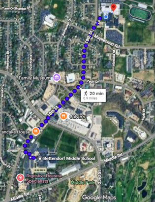 Parade route from MS to 18th St to HS North parking lot
