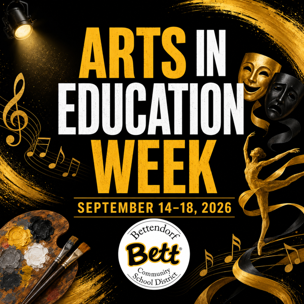 Arts in Education Week - September 14-18 - graphics of music notes, art pallet, theater, dance