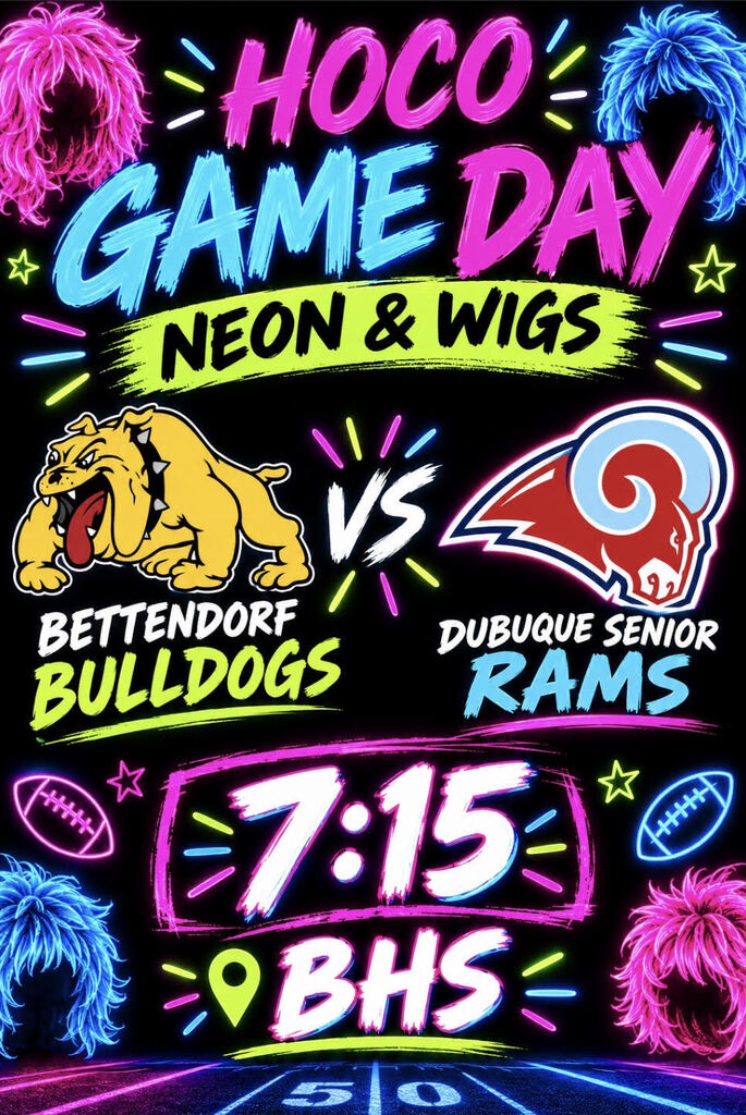 Neon and Wigs if the theme for Friday Nights game at BHS 7:15
