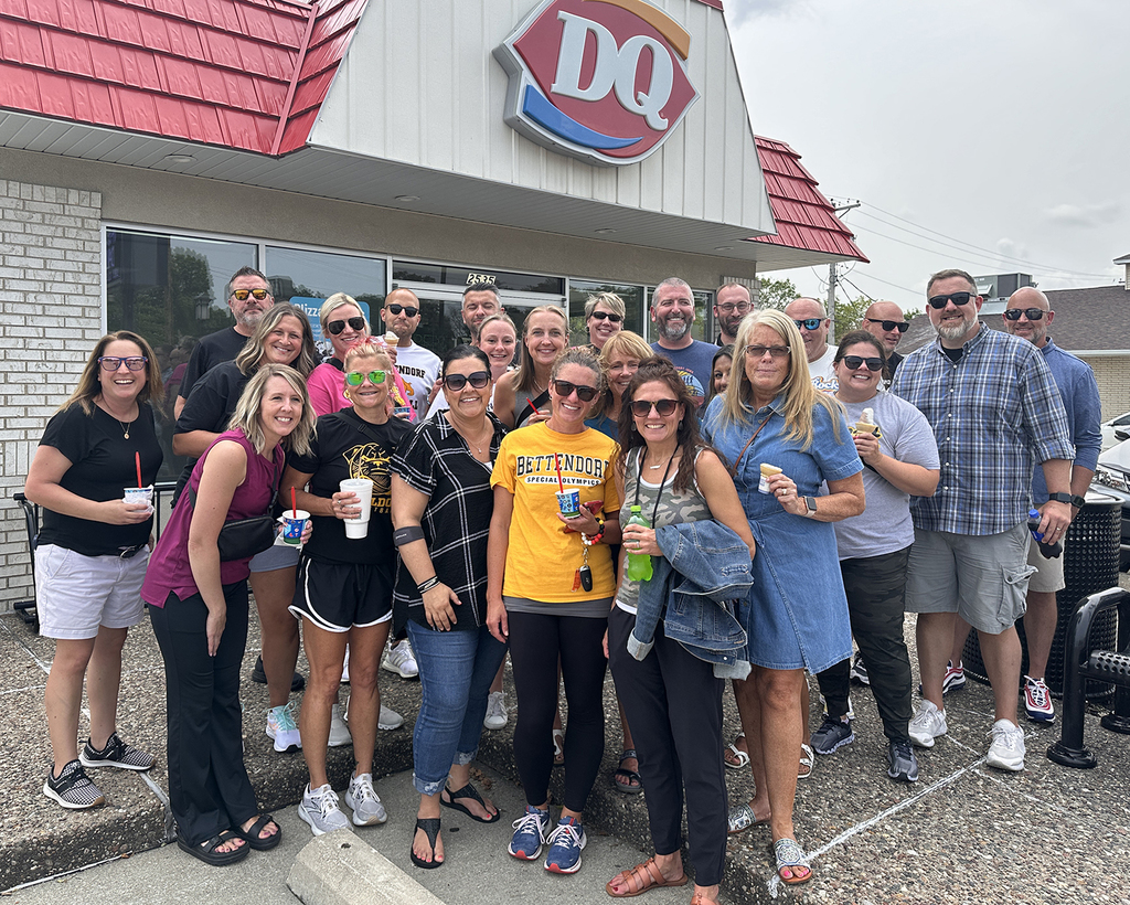 Administrators in front of Dairy Queen