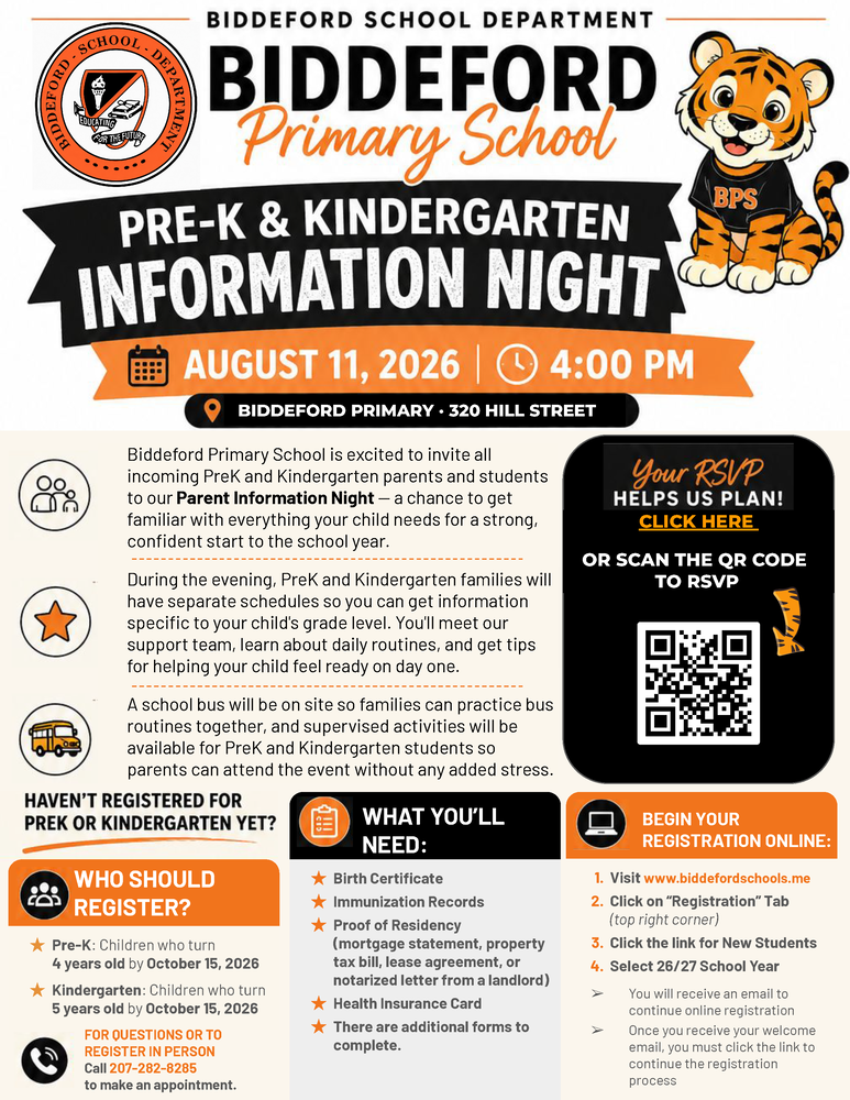 PreK & Kindergarten Information Night - Please RSVP