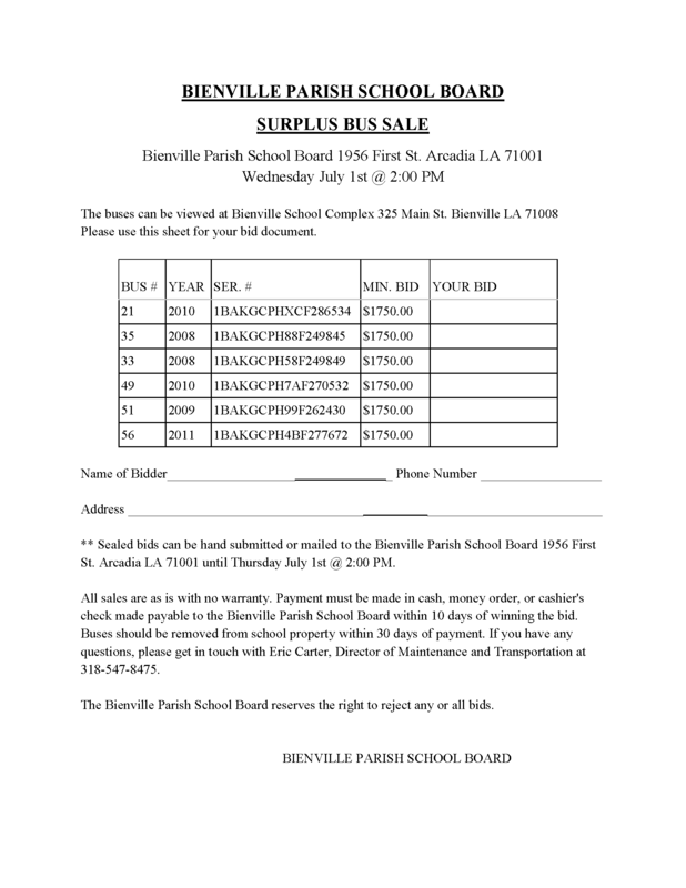 Surplus Bus Sale Form