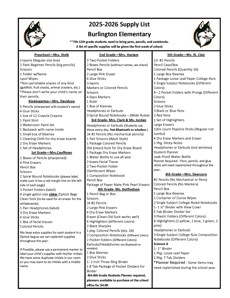 25-26 Supply List