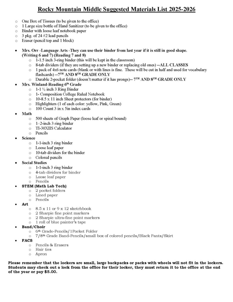 Supply List