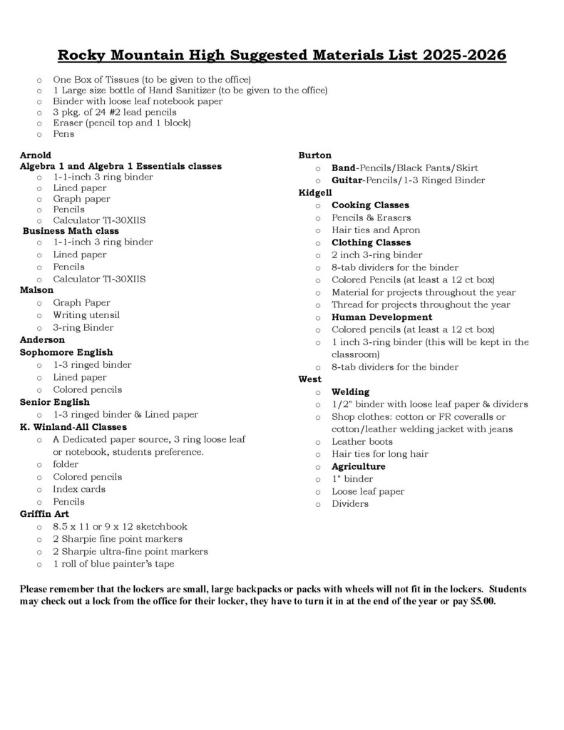 Supply List