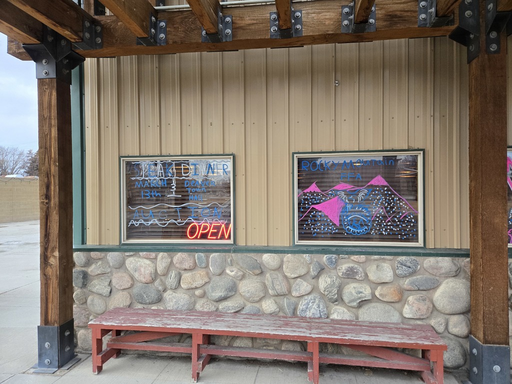 Window decorating at the Bull Pub for National FFA week