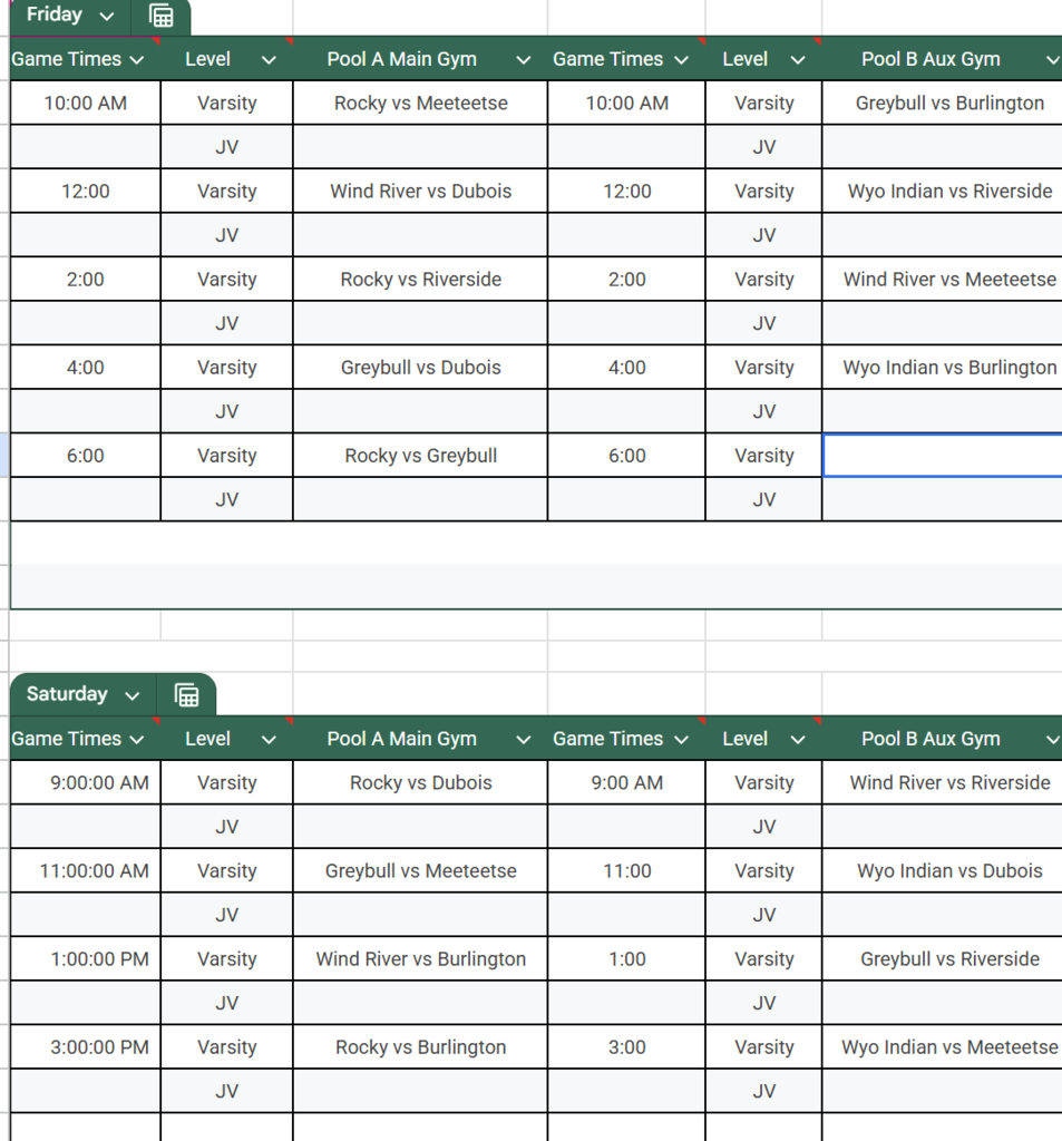 Adjusted Saturday times