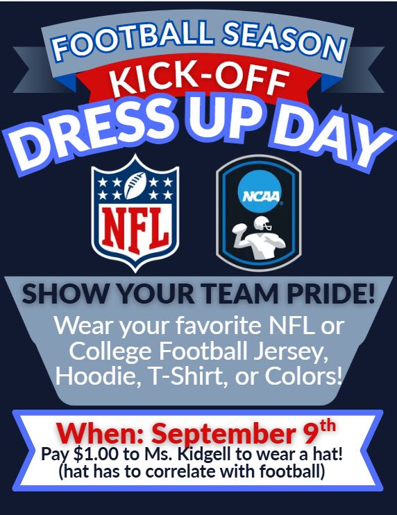 Help us kick off the football season. Wear your favorite team gear.