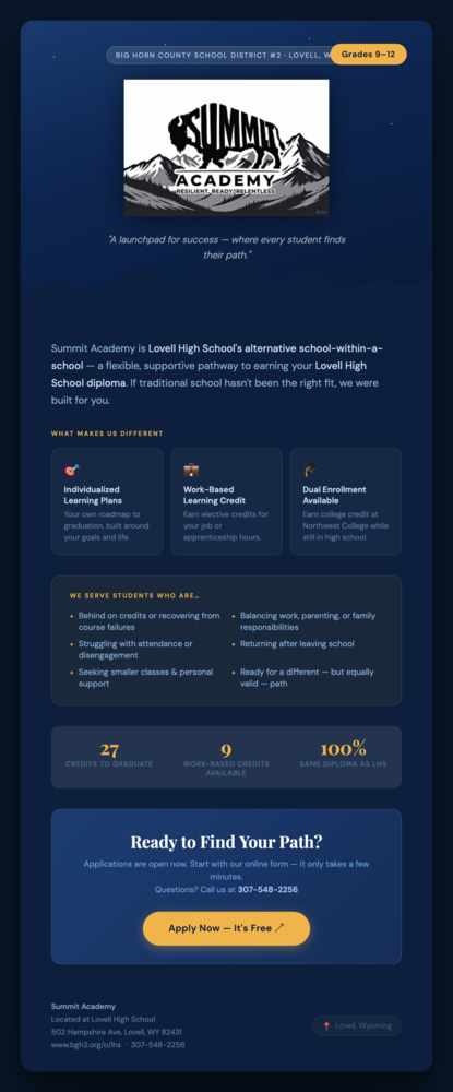 Summit Academy Advertisement
