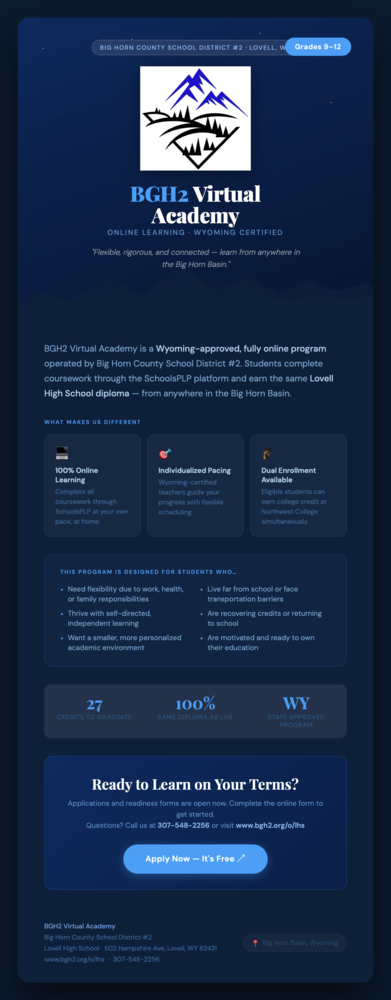BGH2 Virtual Academy Advertisement
