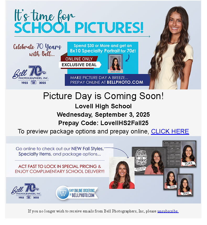 School picture day is September 3, 2025! 