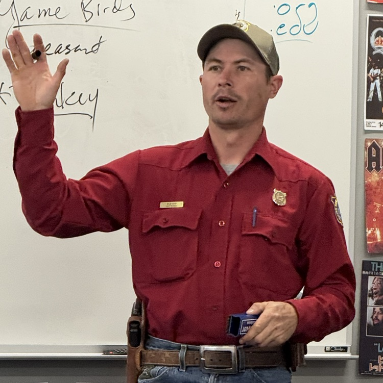 Rob Hipp, our local Game Warden teaching the kids about laws and regulations