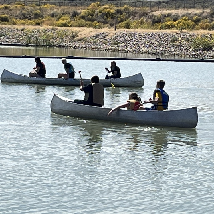 practice of canoes in raw water pond.
