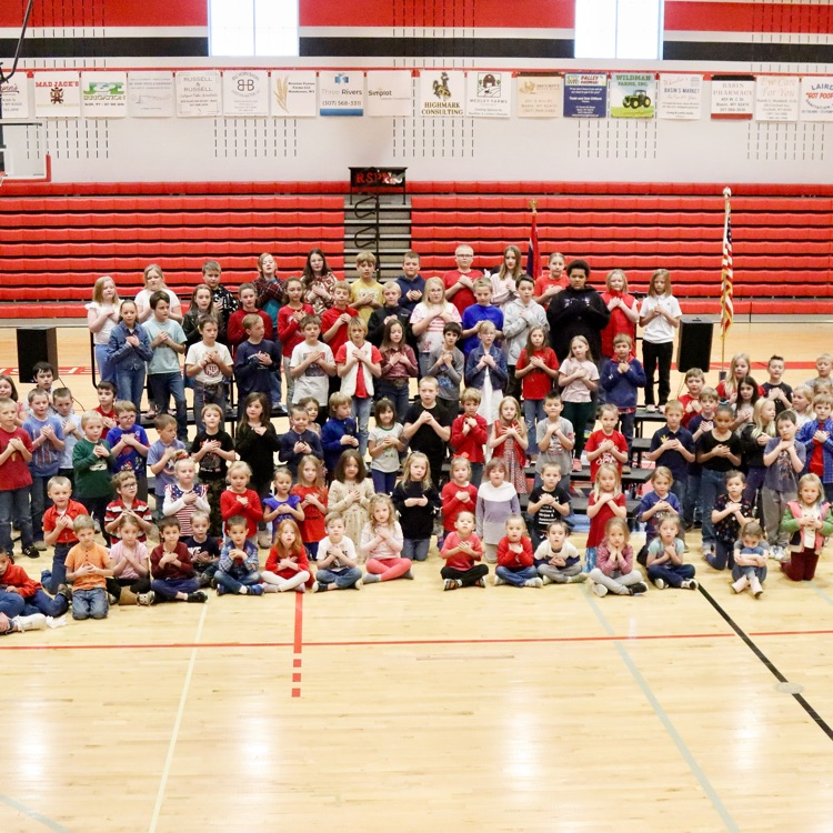 The LIE student body singing.  