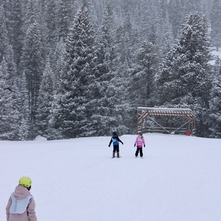 Heading down the big slope.