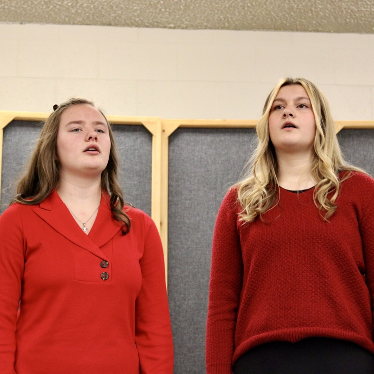 8th graders Kelsey and Brynn sing a magical duet.