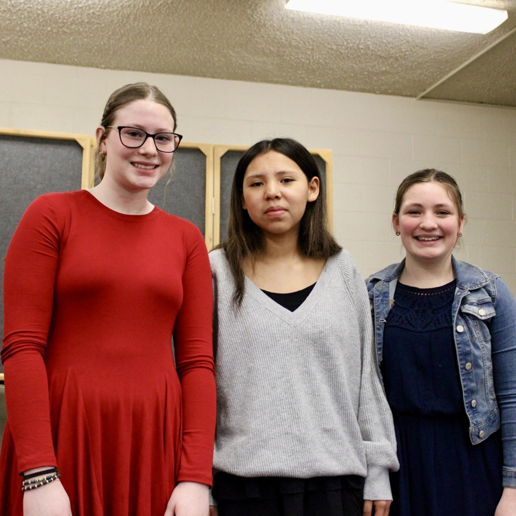 Hudsyn (7th grade), JoJo (8th grade), and Katelyn sing wonderfully.