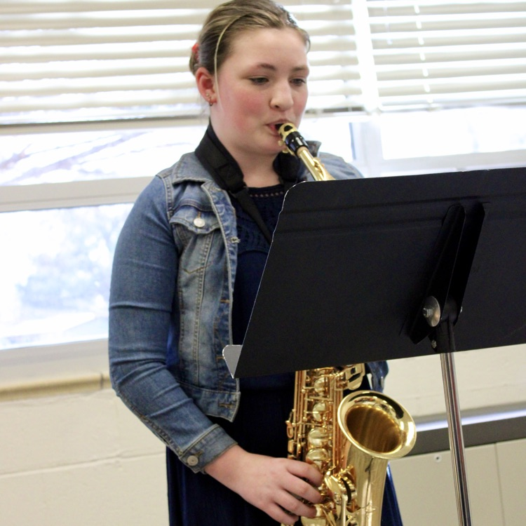 Katelyn sounds great on her saxophone.